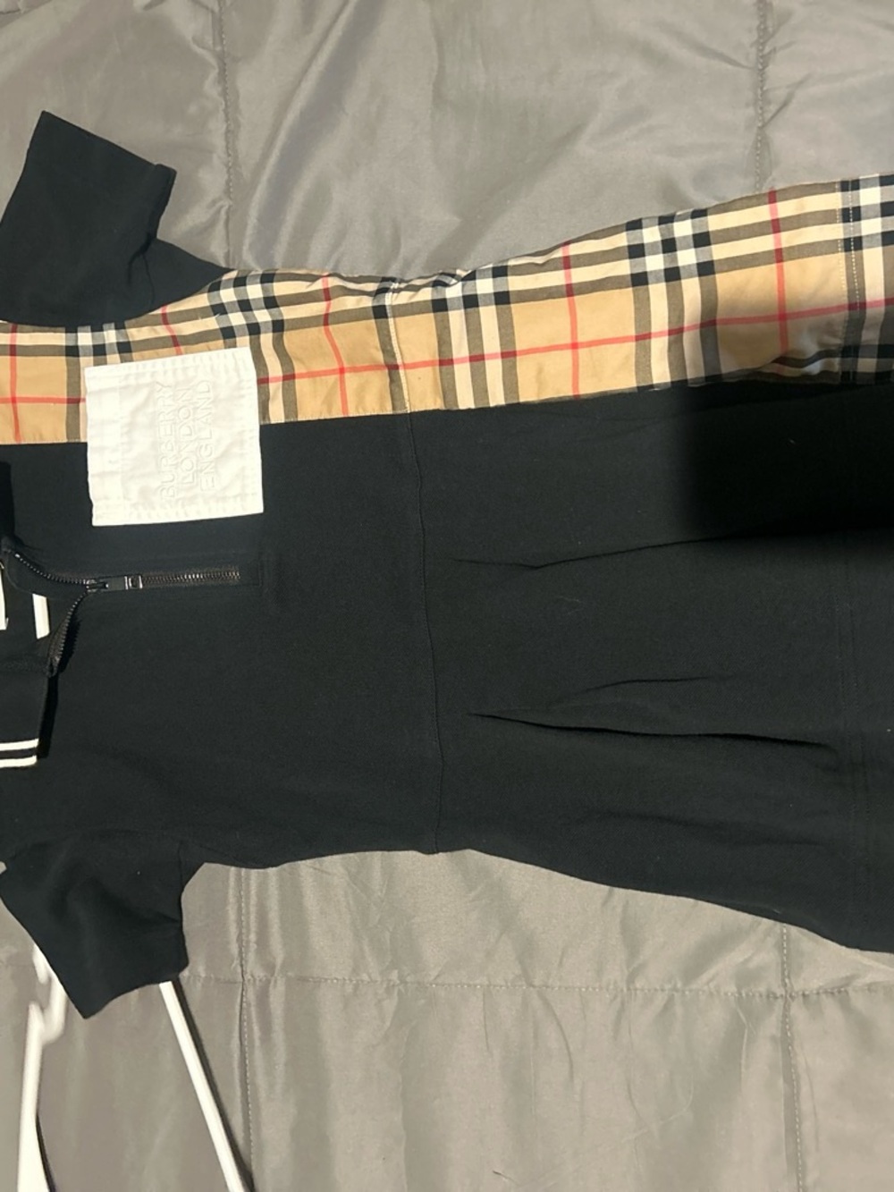 Burberry Black Kids Polo Dress with Signature Check Trim